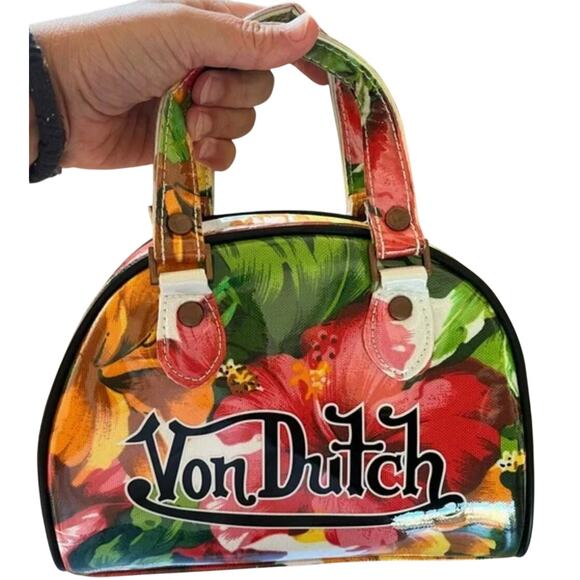 $100 Von Dutch Floral Women's Mini Bowler Bag - Multicolor NWOT
